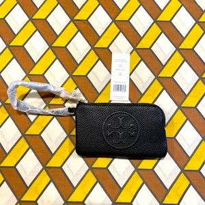 Tory Burch Perry Bombe Black Block Zip Top Card Case New With Tag